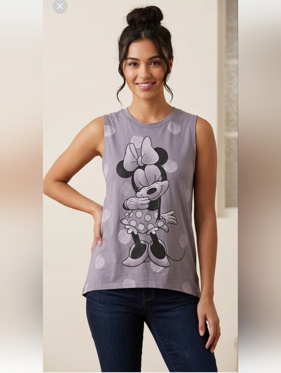 Disney Tops - Disney Women's Gray Minnie Mouse Tank Top Size Small